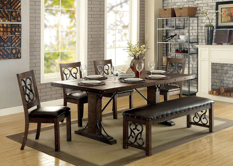 Paulina Rustic Walnut & Espresso Bench