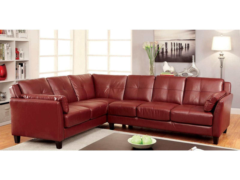 Peever Mahogany Red L Shape Sectional Sofa