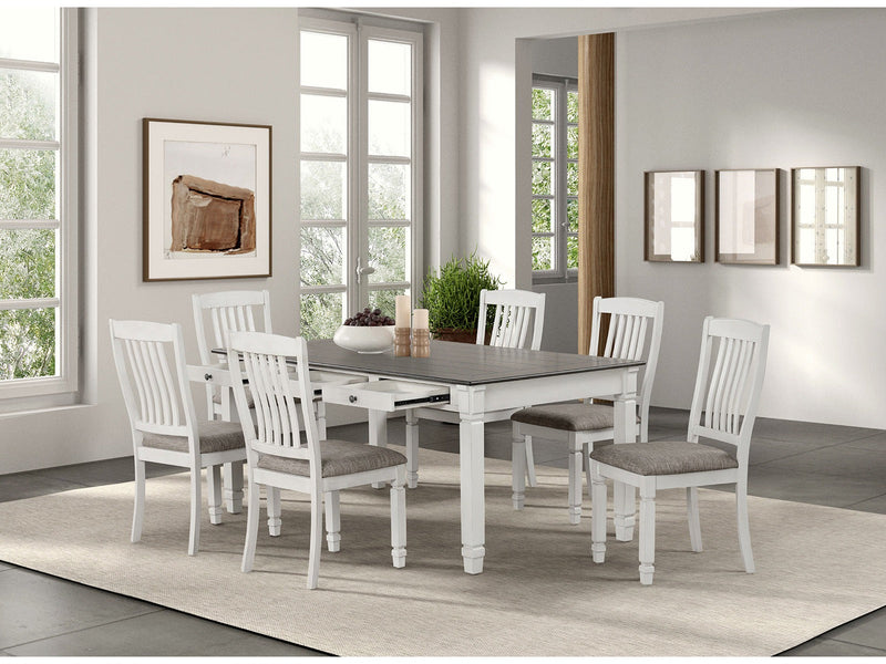Pendola Rustic White 7 Piece Dining Set