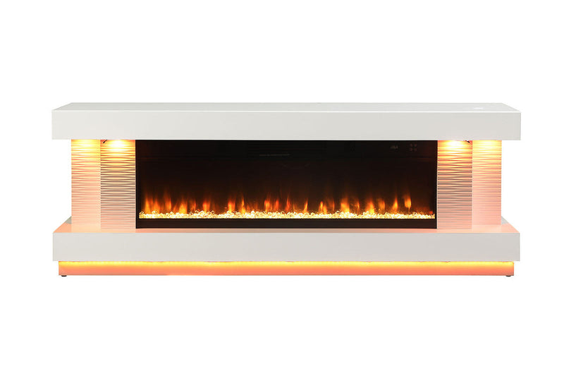 Peseux White 71" TV Stand w/ Electric Fireplace