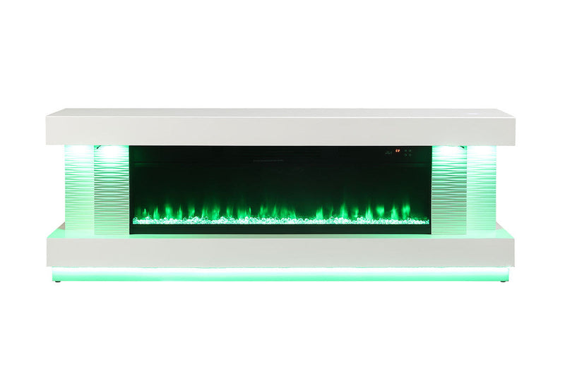 Peseux White 71" TV Stand w/ Electric Fireplace