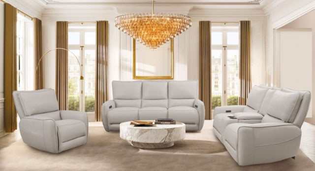 Phineas Beige Top Grain Leather Match Power Reclining Sofa