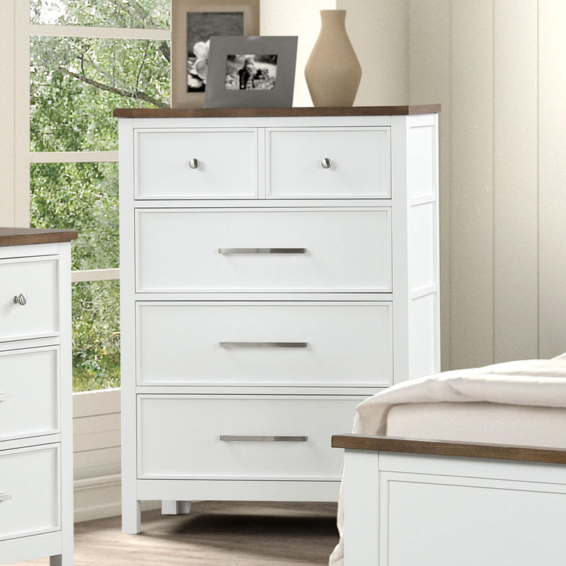 Pinetop White Twin 5 Piece Bedroom Set w/Chest