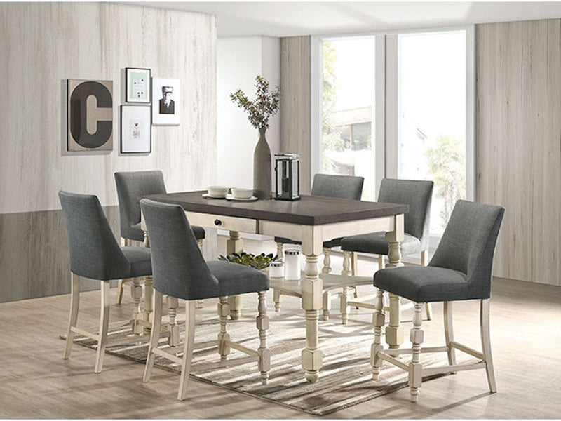 Plymouth Ivory/Dark Gray 7 Pc. Counter Height Table Set