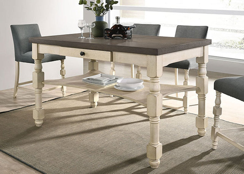 Plymouth Ivory/Dark Gray 7 Pc. Counter Height Table Set w/ 2 Stools
