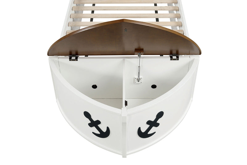 Poseidon White/Oak  Captain Bed w/Trundle