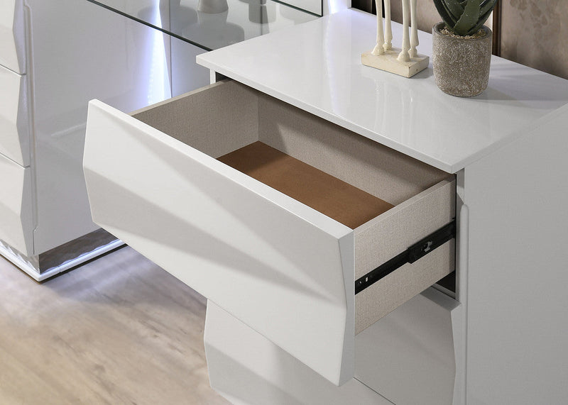 Prisma White Vanity Set w/ Stool