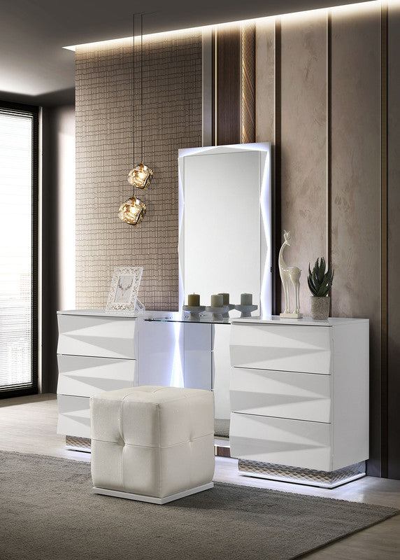 Prisma White Vanity Stool