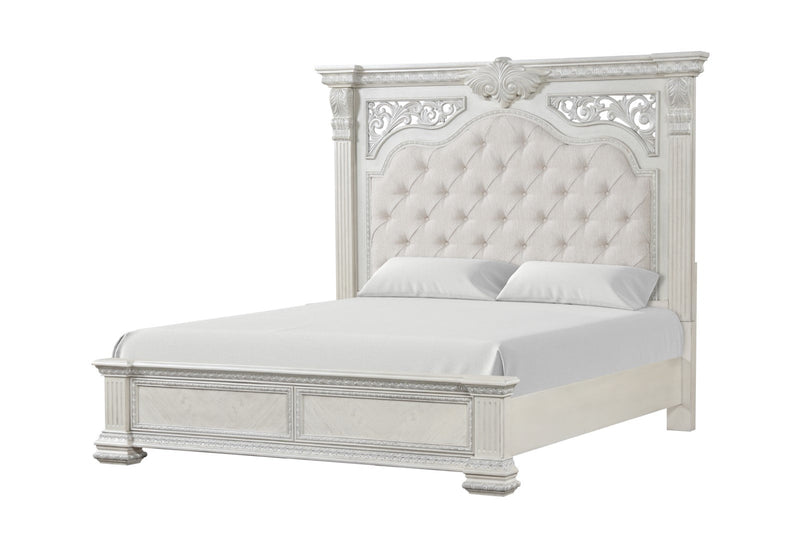 Promenade Wire Brushed White Queen 5 Piece Bedroom Set w/2 Nightstands