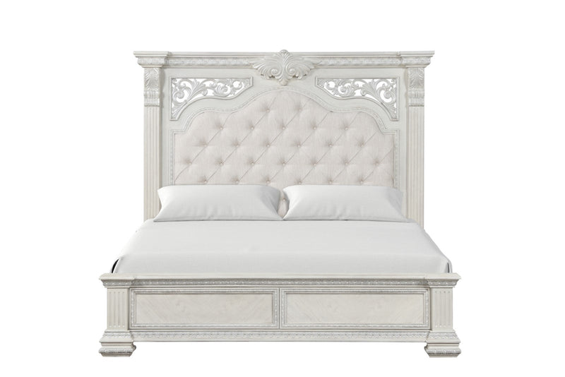 Promenade Wire Brushed White Queen 5 Piece Bedroom Set w/2 Nightstands
