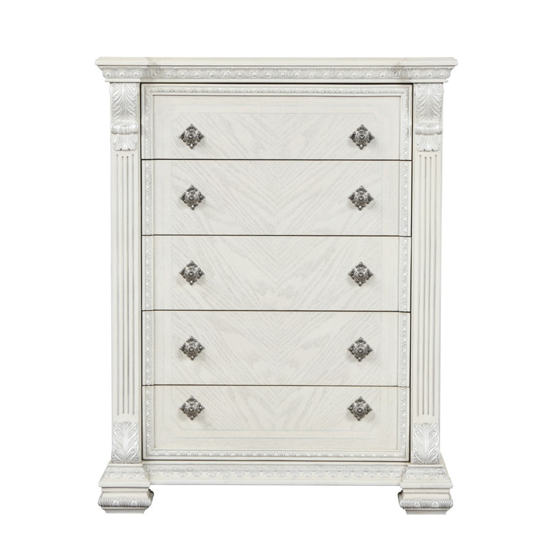 Promenade Wire Brushed White Queen 5 Piece Bedroom Set w/Chest