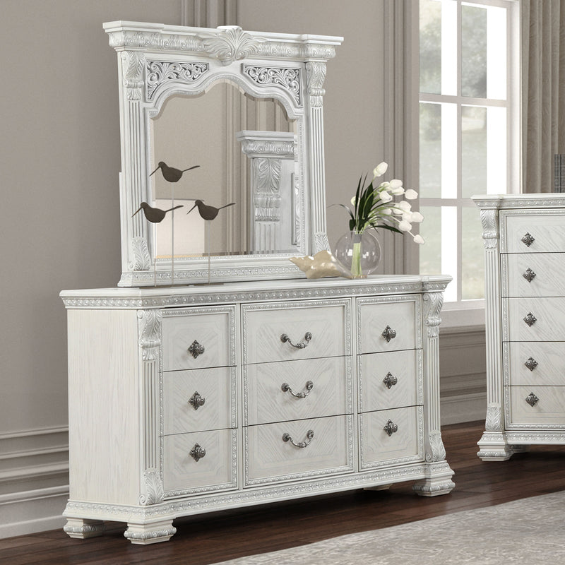 Promenade Wire Brushed White Queen 5 Piece Bedroom Set w/Chest