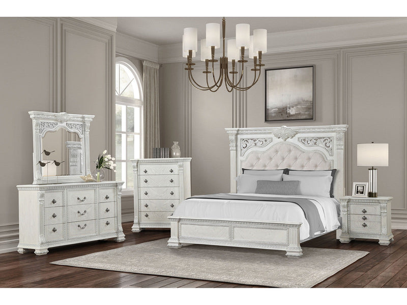 Promenade Wire Brushed White Queen 5 Piece Bedroom Set w/Chest