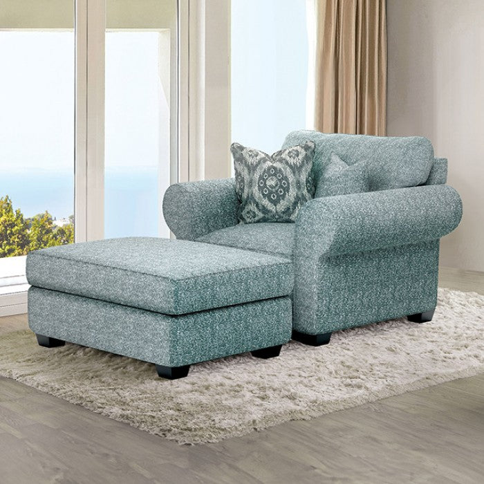 Queensbury Teal Ottoman