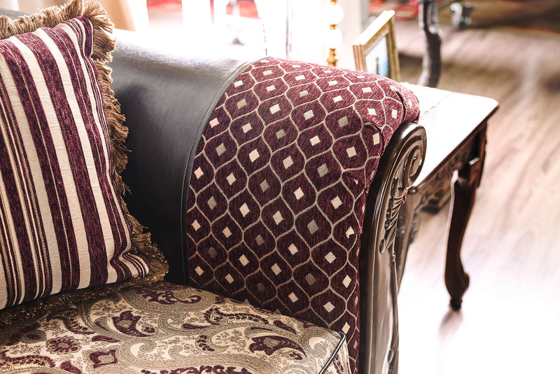 Quirino Burgundy/Dark Brown Sofa & Loveseat