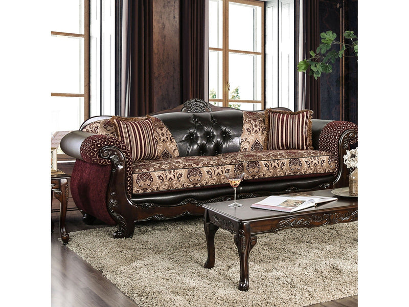Quirino Burgundy/Dark Brown Sofa