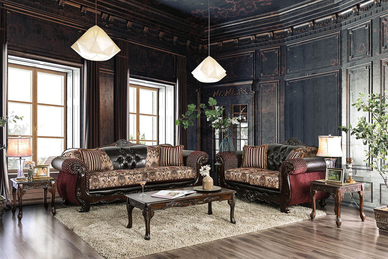 Quirino Burgundy/Dark Brown Sofa