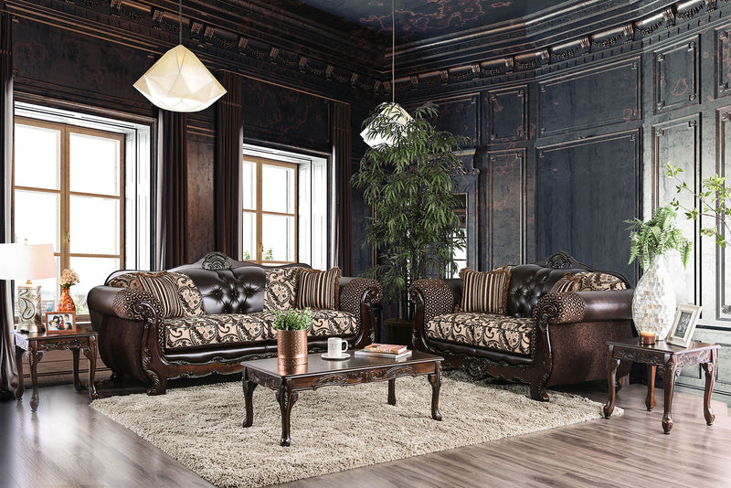 Quirino Light Brown/Dark Brown Loveseat