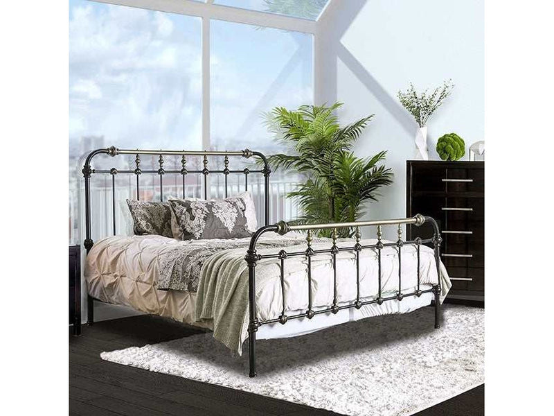 Riana Antique Black Metal Eastern King Bed