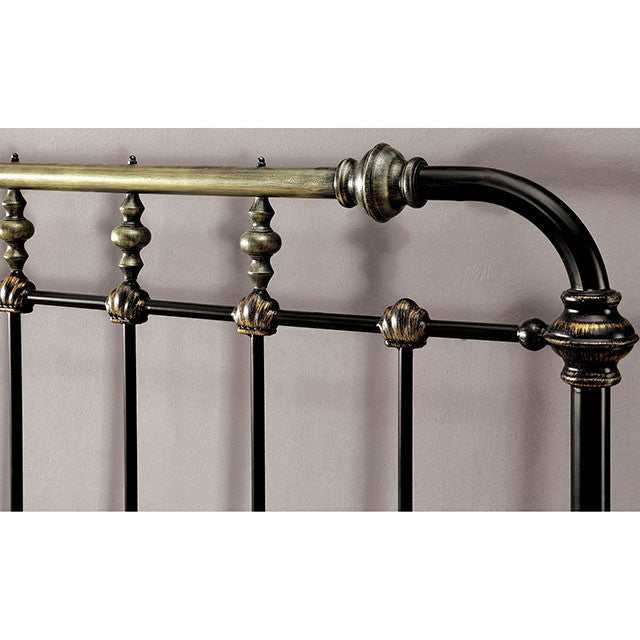 Riana Antique Black Metal Eastern King Bed