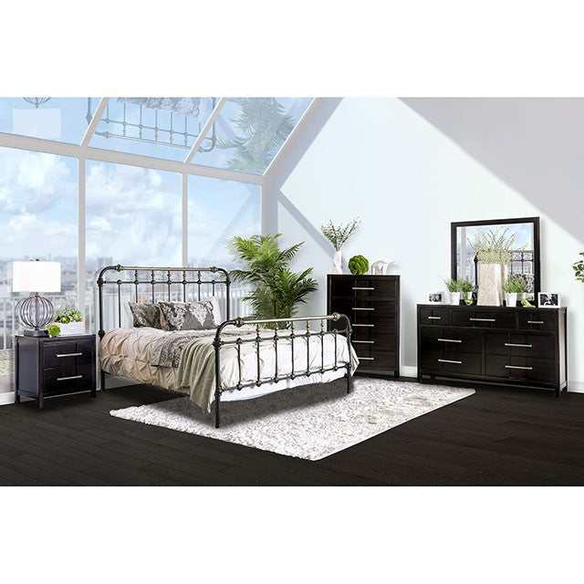 Riana Antique Black Metal Twin Bed