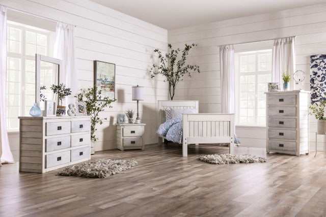 Rockwall Weathered White Twin Bed