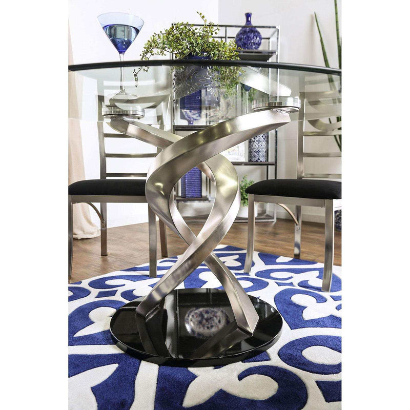 Roxo Silver & Black 5pc Dining Set
