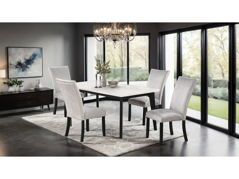 Sabro Black/White Rectangular 7 Piece Dining Set