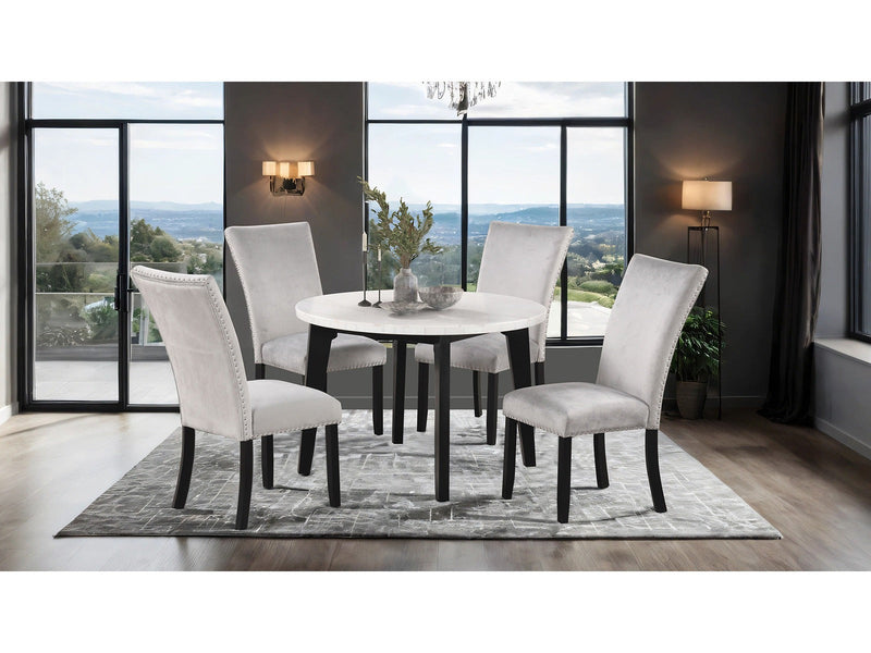 Sabro Black/White Round 5 Piece Dining Set