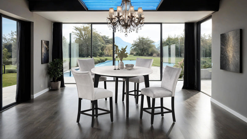 Sabro Black & White Round Counter Ht. Dining Room Table