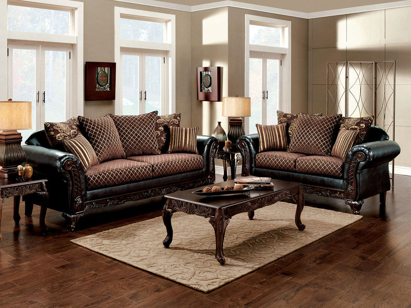 San Roque Brown/Espresso/Dark Cherry Sofa & Loveseat