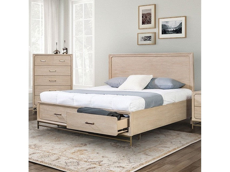 Sandnes Light Oak Queen Bed w/ FB Storage