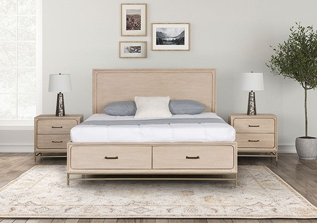 Sandnes Light Oak Queen Bed w/ FB Storage