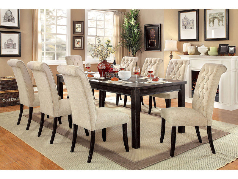 Sania Antique Black/Beige 9 Pc. Dining Room Set