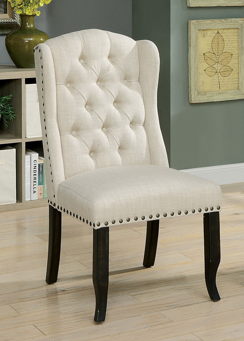 Sania Antique Black/Beige Table & 4 Chairs & 2-Seater Bench