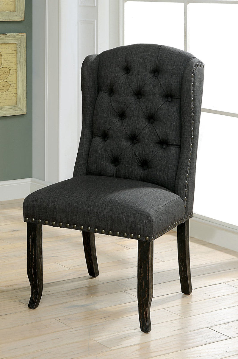 Sania Antique Black/Gray 7 Pc. Dining Room Set