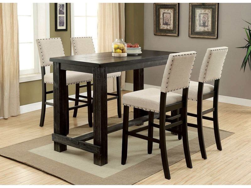 Sania II Antique Black & Ivory 5pc Dining Room Set