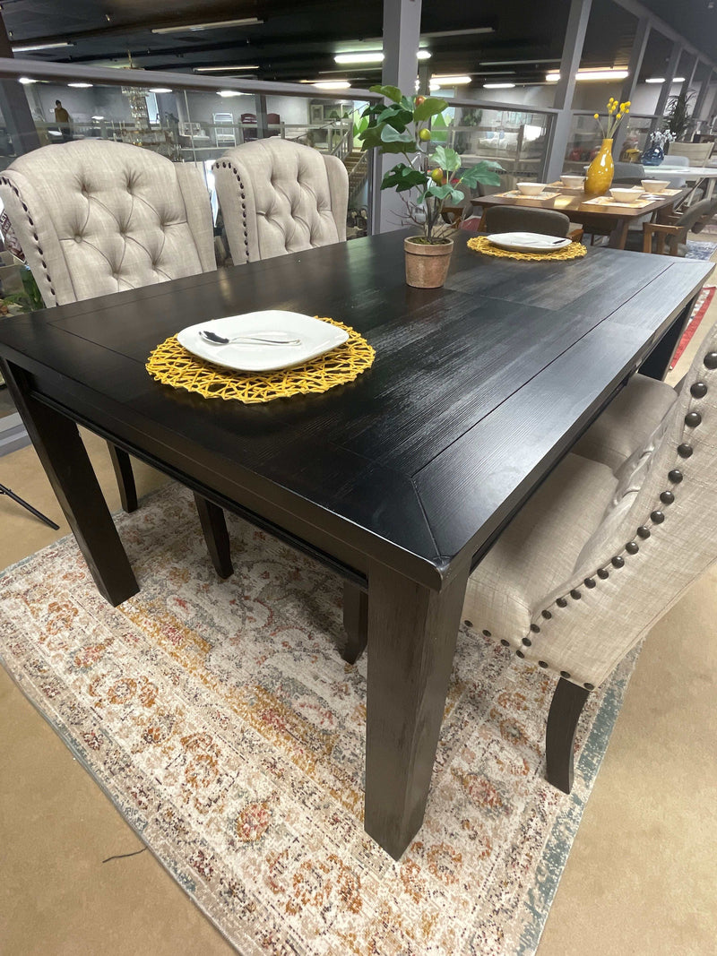 Sania III Black & Beige Dining Room Set / 7pc