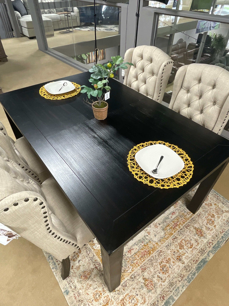 Sania III Black Rectangular Dining Table w/ 18" Leaf