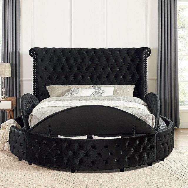Sansom Black Queen Storage Bed