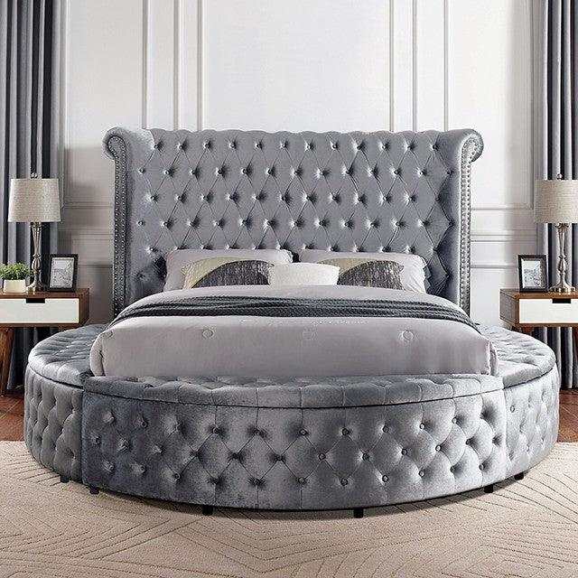 Sansom Gray Eastern King Storage Bed