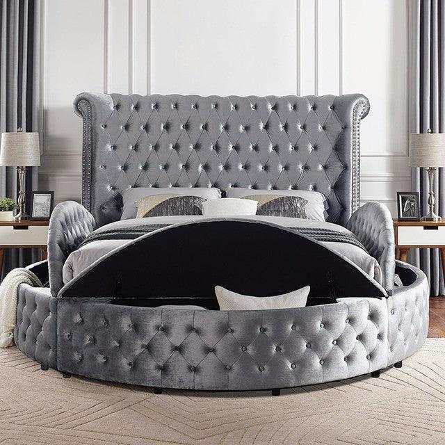 Sansom Gray Eastern King Storage Bed
