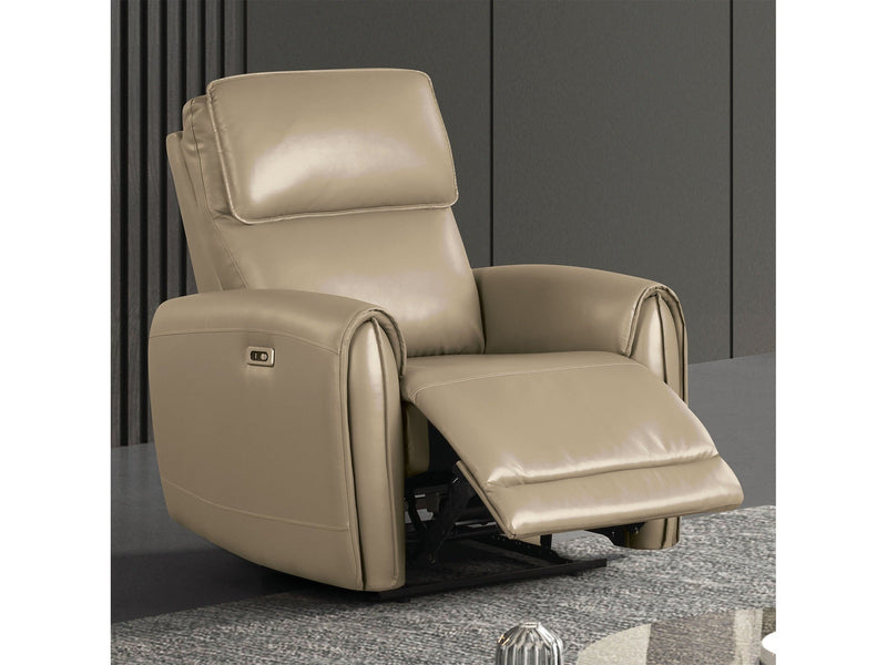 Schlieren Beige Leatherette Power Recliner