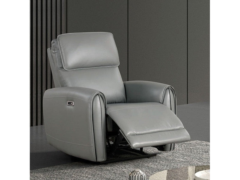 Schlieren Gray Leatherette Power Recliner