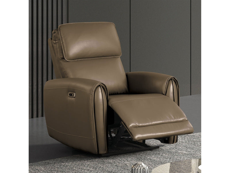 Schlieren Light Brown Leatherette Power Recliner