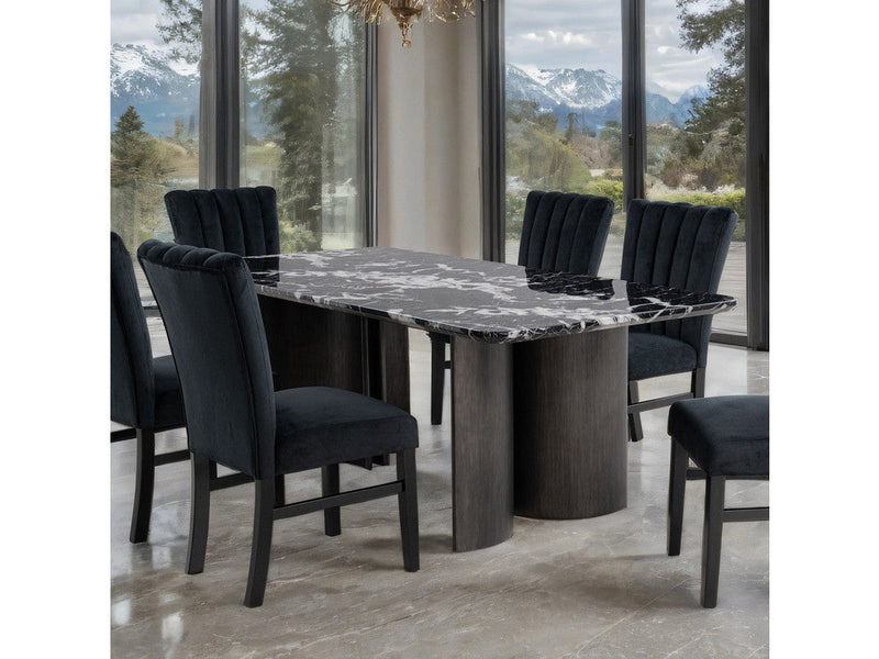 Selsey Black Dining Table (Black Stone Top)