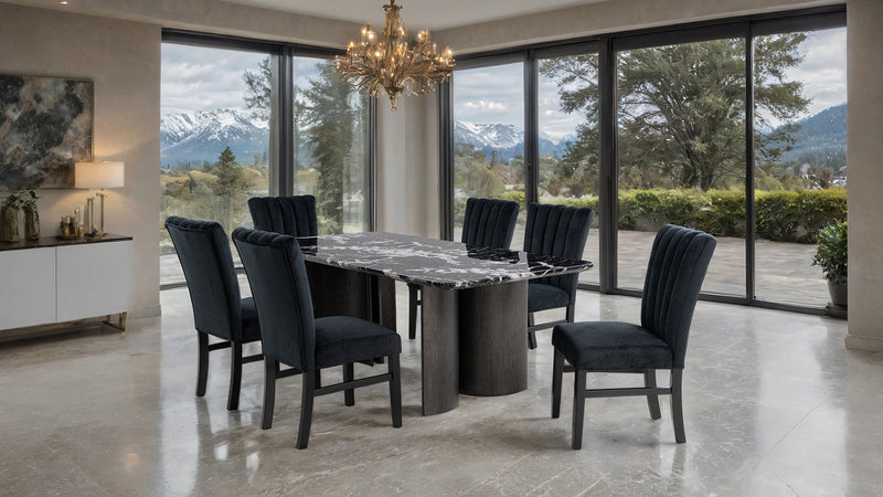 Selsey Black Dining Table (Black Stone Top)
