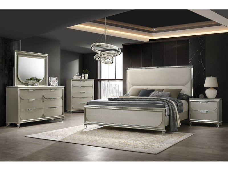 Sheridan Silver Queen 5 Piece Bedroom Set w/2 Nightstands