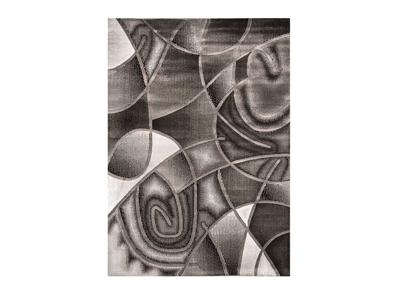 Sivas Gray/Black 7.9' X 10' Area Rug (Abstract Swirl)