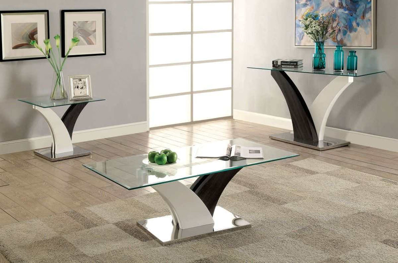 Sloane - White/Dark Gray & Chrome Coffee Table